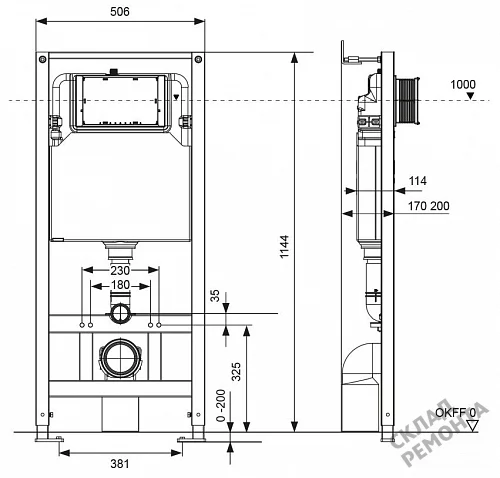 Фото Инсталляция для подвесного унитаза Tecespring S401111 с кнопкой купить в Петропавловск-Камчатский: цена, описание, фото. Интернет-магазин 3