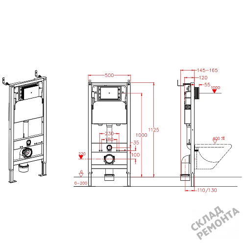 Фото Инсталляция для подвесного унитаза Calypso Beta CS105M без кнопки купить в Петропавловск-Камчатский: цена, описание, фото. Интернет-магазин 11