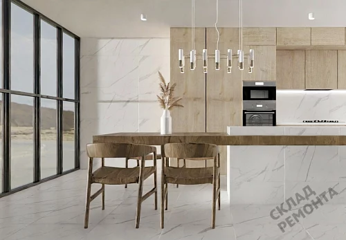 Фото Керамогранит матовый Steppe Ceramics Statuario White белый 600*600*9,5 – купить в Петропавловск-Камчатский: цена, описание, фото. Интернет-магазин 5