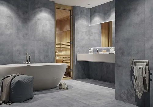 Фото Керамогранит матовый Steppe Ceramics Concrete Antracite серый 600*600*9 – купить в Петропавловск-Камчатский: цена, описание, фото. Интернет-магазин 3