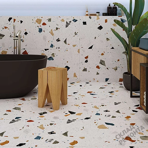 Фото Керамогранит матовый Steppe Ceramics Chips White белый 600*600*9 – купить в Петропавловск-Камчатский: цена, описание, фото. Интернет-магазин 2