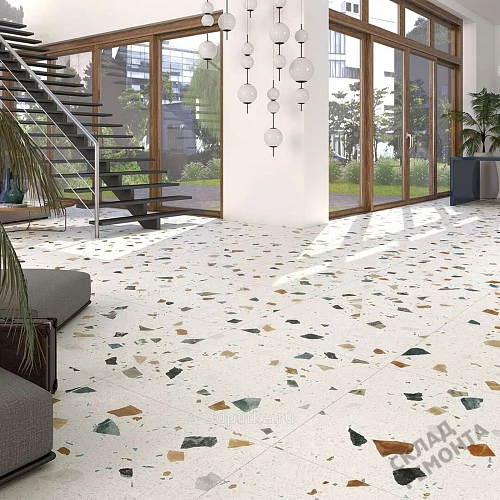 Фото Керамогранит матовый Steppe Ceramics Chips White белый 600*600*9 – купить в Петропавловск-Камчатский: цена, описание, фото. Интернет-магазин 3